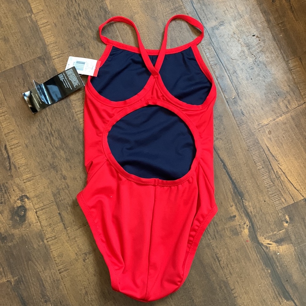 TYR NWT Guard Rev Diamondback Red/Navy Small One Piece Swimsuit Swim Durafast - Picture 7 of 10
